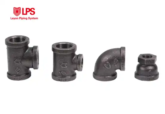 Black iron pipe fittings are made from malleable iron, often coated with a protective layer to guard against corrosion